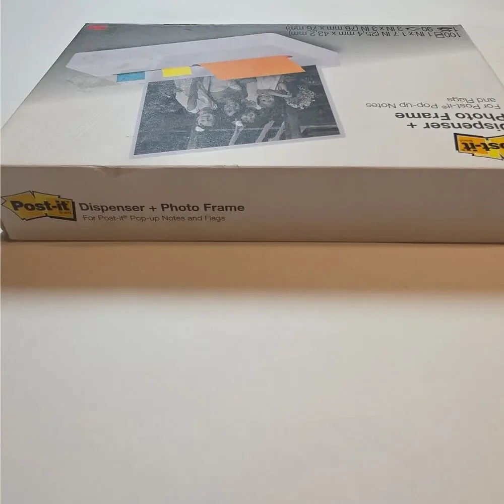 NEW White Post-it Dispenser + Photo Frame for Post-it Pop-Up Notes and Flags